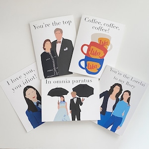Paquete de Gilmore Girls de 5 tarjetas de felicitación / Tarjeta de felicitación de Gilmore Girls / Tarjeta de felicitación de Rory & Lorelai / Tarjeta de café de Luke