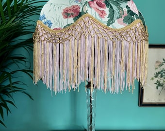 Handmade Floral Fringe Lampshade, Vintage Sanderson Fabric, 18" Large