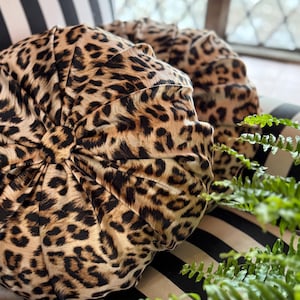 Handmade Satin Leopard Print Round Cushion, Statement Pillow (18 Inches)