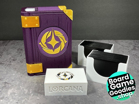 Lorcana Lore Book Deck Box Glitter Purple With Card and Token Dice Inserts  Optional Magnetic Closure TCG Trading Card Game Deckbox 