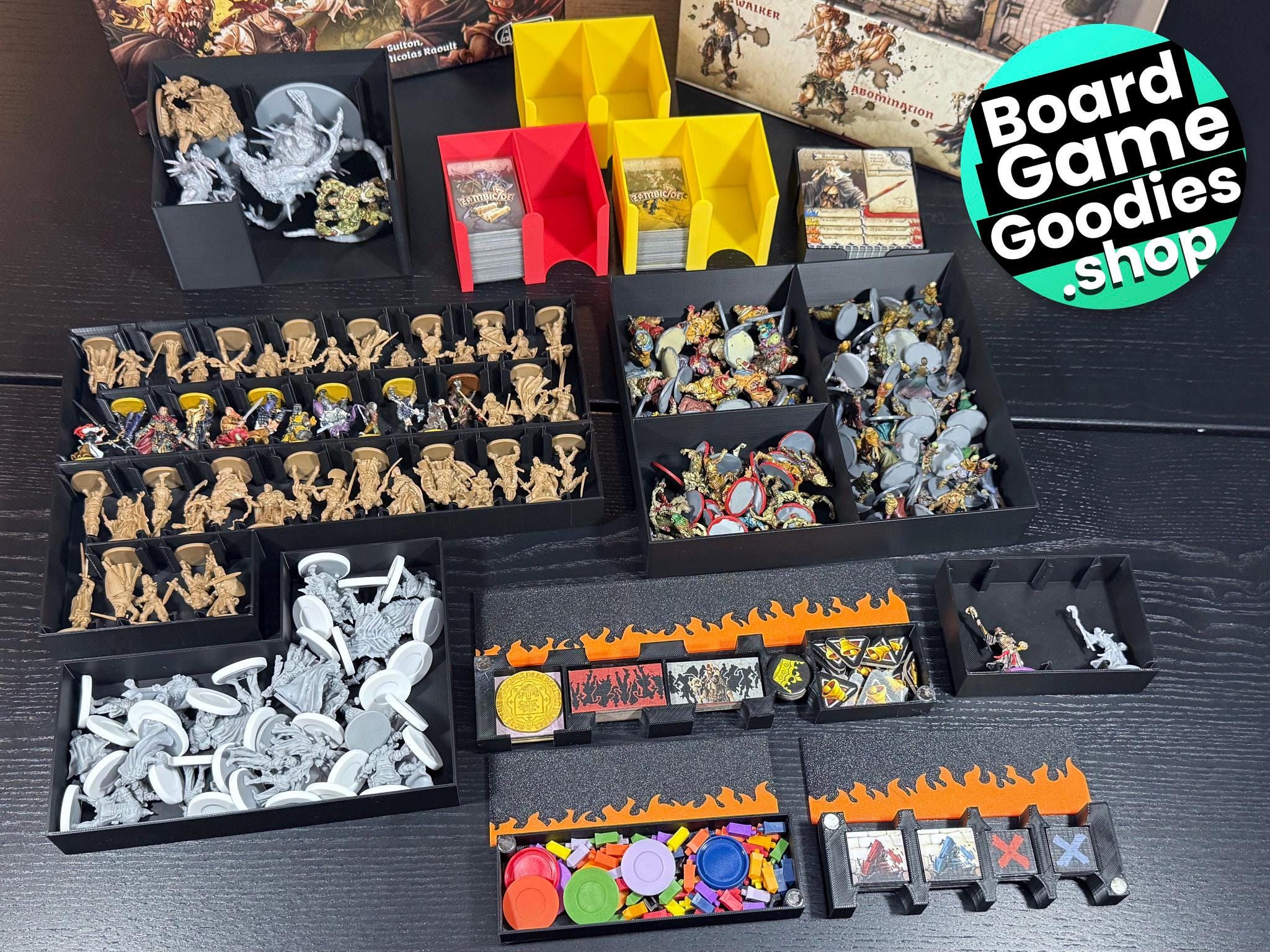 Zombicide Black Plague Insert Organizer Storage Plus Kickstarter Extras Card Deck Token Miniature Holder