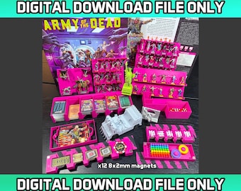 Organizador de inserciones compatible con Zombicide Army of the Dead, extras imprimibles en 3D, camión de tacos *DESCARGA DIGITAL*, soportes para fichas, soportes para mazos de cartas