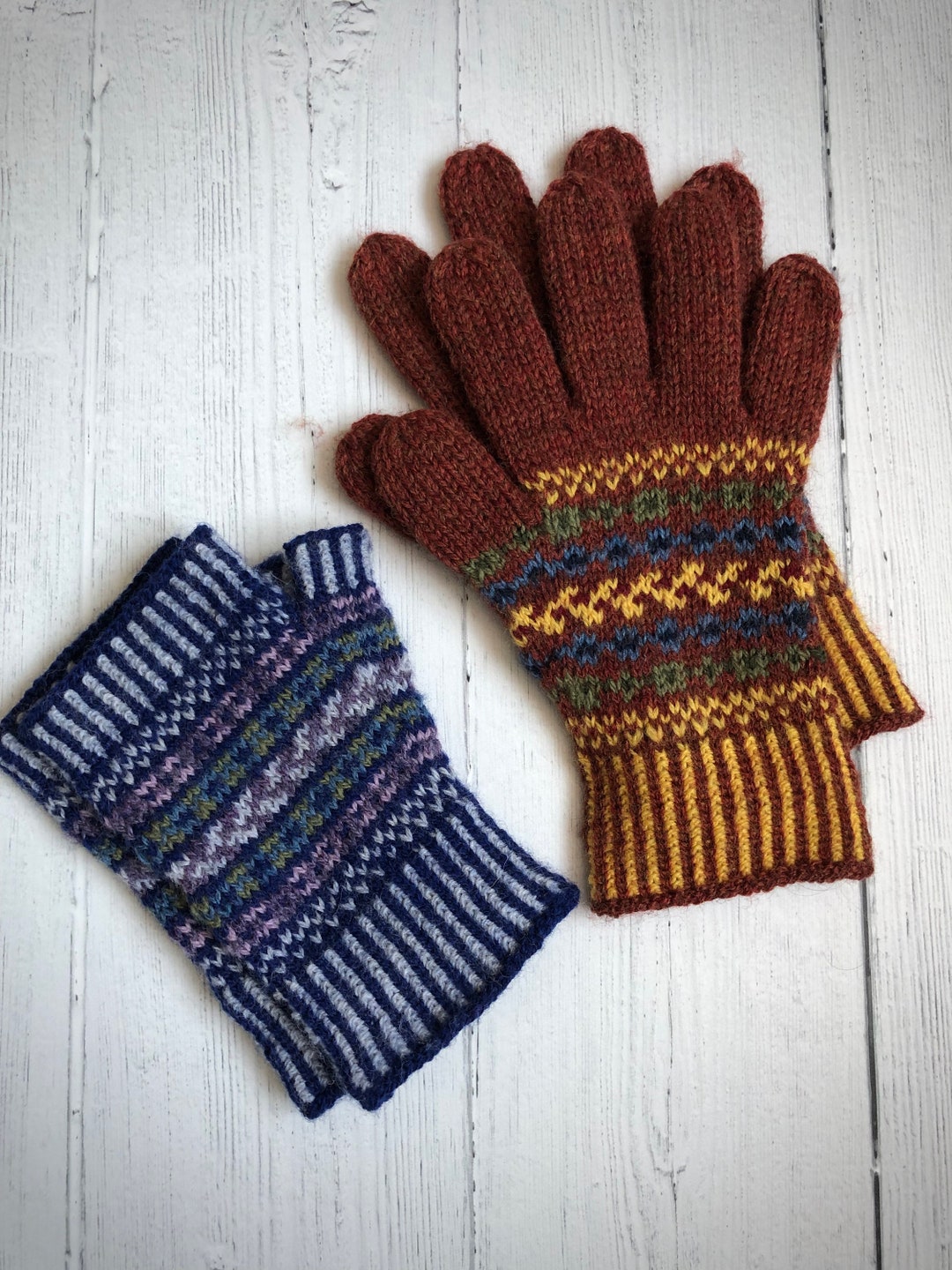 Fair Isle Gloves and Mitts, Digital Knitting Pattern - Etsy UK