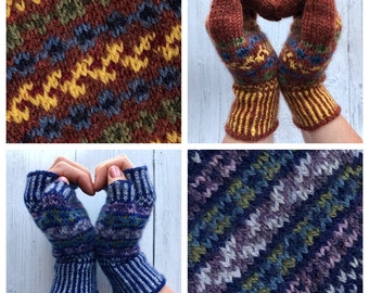 Fair Isle Gloves and Mitts, Digital Knitting Pattern - Etsy