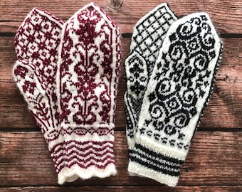 Flowers and Forests Selbu Mittens, Digital Knitting Pattern