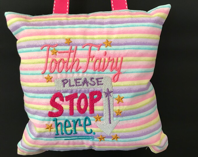 Tooth Fairy Pillow That hangs on the door Rainbow colors
