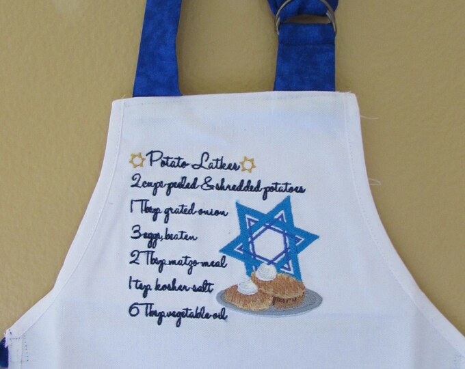 Hanukkah Theme Kid's Apron " Latke Recipe "