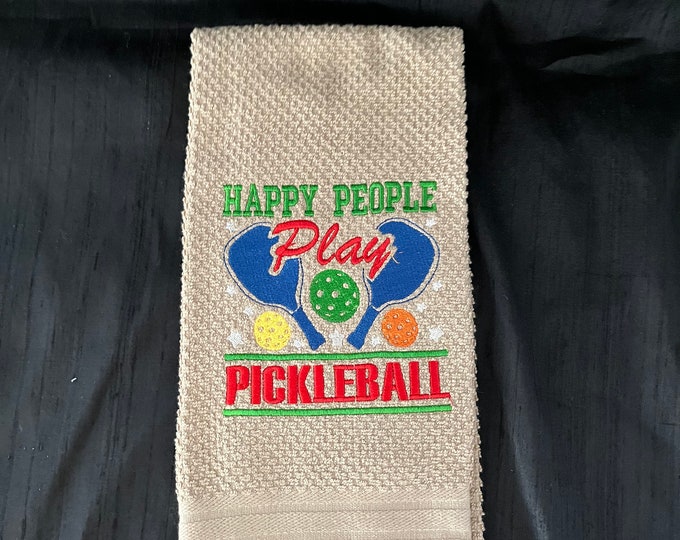 Fun and colorful PICKLEBALL Embroidered towel for Kitchen or Play