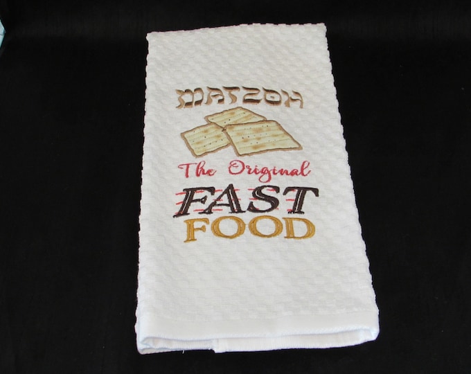 Funny Jewish Passover Towel "MATZOH- The ORIGINAL Fast Food New Design