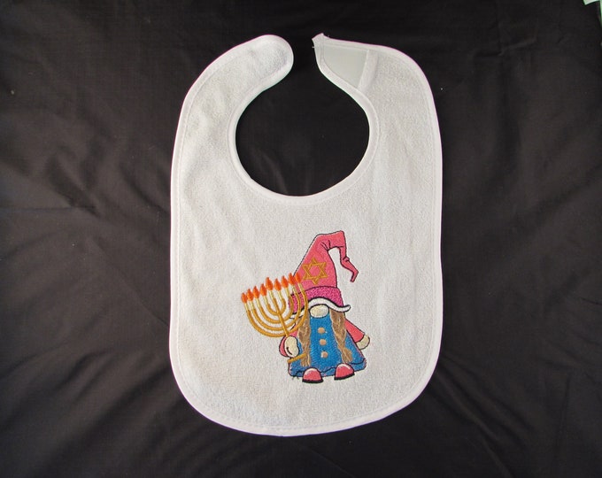 Cute Girl Gnome with Menorah Baby Bib