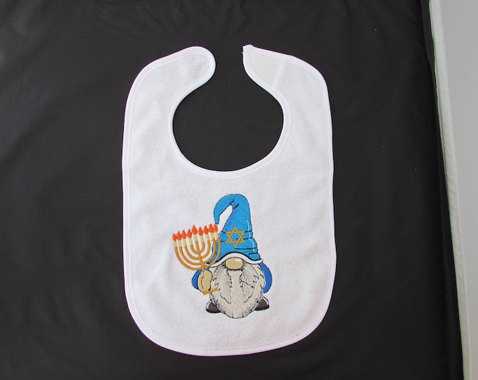 Cute Boy Gnome with Menorah Baby Bib