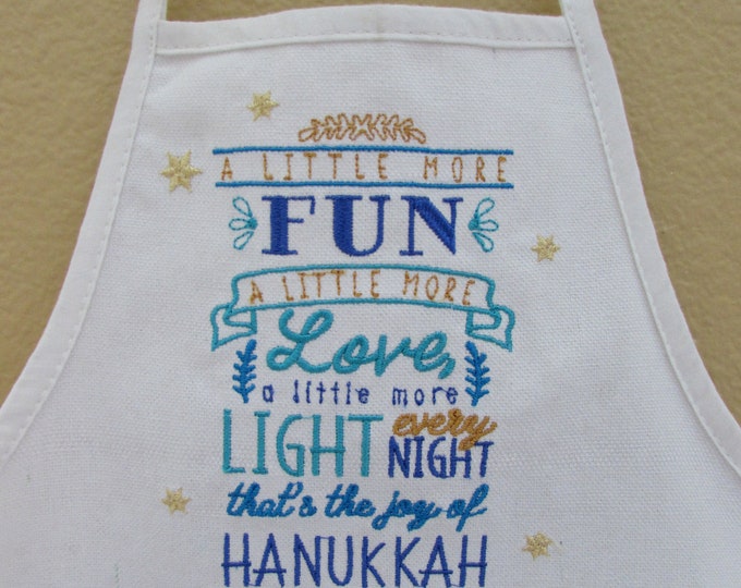 Hanukkah Child's Apron "FUN LOVE LIGHT"