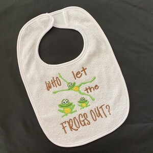 Funny Passover Baby Bib - "Who Let the Frogs Out?"