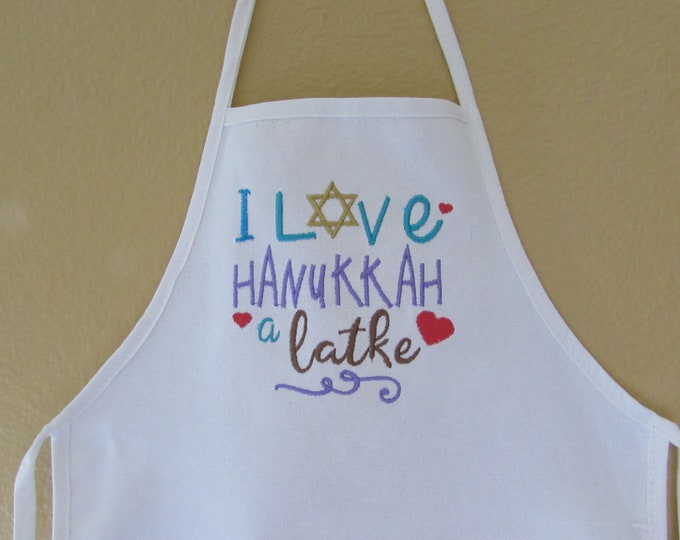 Hanukkah Child's Apron " I Love Hanukkah a Latke"