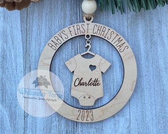 Baby's First Christmas Onesie Ornament | Baby's First Christmas | Baby Onesie Ornament | Personalized Ornament | 2023