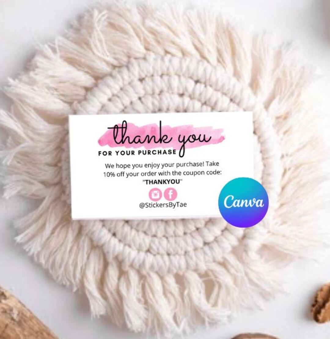 Thank You Pink Watercolor Business Card Template Design, DIY ...