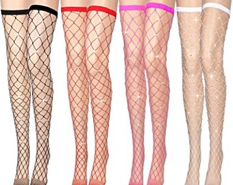 red rhinestone fishnets