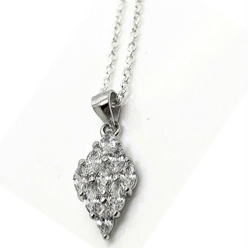 White gold shops finish Marquise Created Diamond Necklace And Earrings Gift Box Set