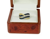 WHITE GOLD FINISH Created Diamond, Blue Sapphire And Yellow Citrine Wave Beach Design Ring