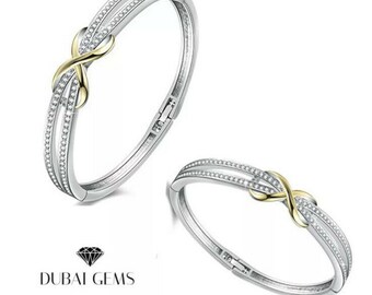 White gold finish created diamond infinity design bangle gift boxed free postage White gold finish created diamond infinity design bangle gift boxed free postage