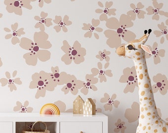 Meadow Flower Wallpaper Mural. 2021 Collection. Peel and Stick or Traditional. Accent Wall. Many Colors Available. *