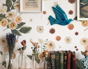 Moody Floral Wallpaper. Watercolor Floral Wallpaper. Modern  Wallpaper. Peel + Stick and Traditional Options. Accent Wall. *