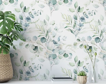 Green Leaves and Branches Wallpaper. Peel and Stick and Traditional Options. Removable Options. 25 Inch.