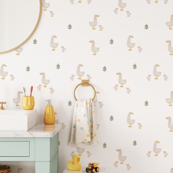Gosling Kids Room Wallpaper. Kids Bedroom Wallpaper. Peel and Stick + Traditional Options. Watercolor. Peel and Stick. Removable. Goose.*