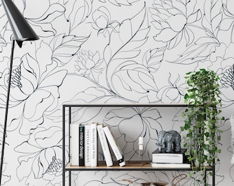 Modern Line Art Wallpaper. 2020. Black and White. Modern and Minimal. Peel and Stick. Removable. Available in Many Colors. *