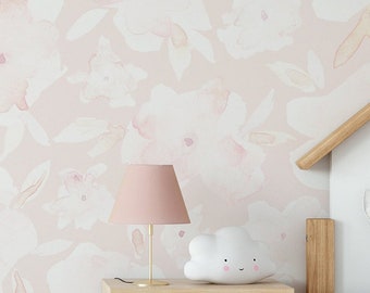 Soft Pastel Pink Floral Wallpaper. 2022 Collection. Peel and Stick / Traditional Options. Many Colors Available. 50 Inch. *