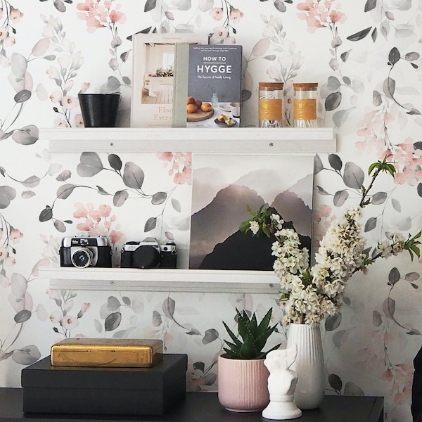 Pink Floral Wallpaper Etsy