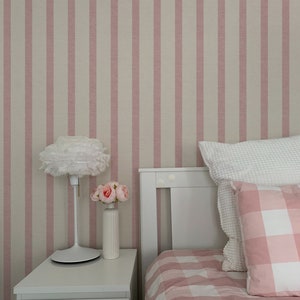 Pink Textured Striped Wallpaper. Peel and Stick. Removable. Accent Wall. Modern. Minimal. Stripe. Classic. Vintage. Many Colours Available.*