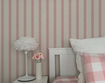 Pink Textured Striped Wallpaper. Peel and Stick. Removable. Accent Wall. Modern. Minimal. Stripe. Classic. Vintage. Many Colours Available.*