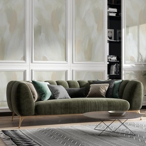 Hand Painted Earthy Mural Wallpaper. 2023 Collection. Green Color. Peel and Stick. Removable. Accent Wall. Many Colors Available. Updated