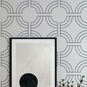 Simple Geometric Wallpaper. Color: Charcoal. Geometric Tile Collection. Peel and Stick. Available in Many Colors. Updated. 25 Inch image 3