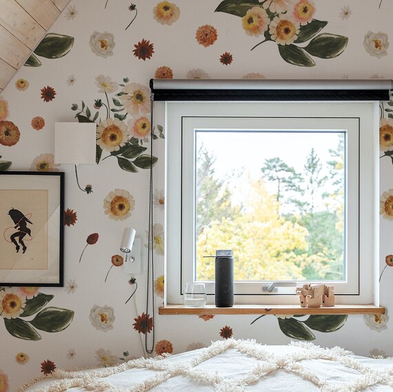 Moody Floral Wallpaper. Watercolor Floral Wallpaper. Modern - Etsy Canada
