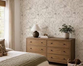Savannah Sketch Wallpaper. Peel + Stick and Traditional Options. Accent Wall. *