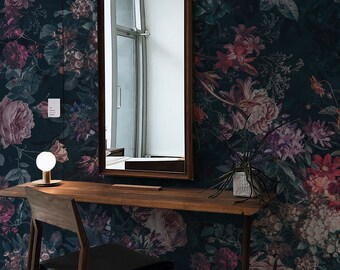 Dark Luxury Floral Wallpaper. 2022 Collection. Watercolor Floral. Peel + Stick and Traditional Options. Accent Wall. Updated. 75 Inch