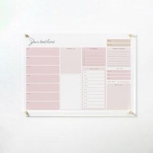 Acrylic Wall Calendar 2023 - Personalized Dry Erase Board-Wall Calendar with Side Notes-Monthly and Weekly Calendar-Pink Bubble