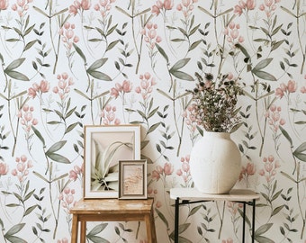 Springtime Sonata Wallpaper. Floral Wallpaper. Modern Wallpaper. Peel + Stick and Traditional Options. Accent Wall. Bedroom Wallpaper.