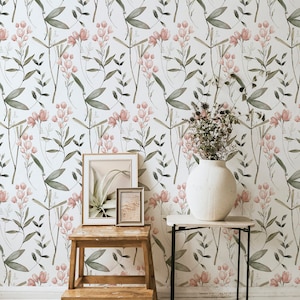 Modern Floral Wallpaper. Floral Wallpaper. Modern Wallpaper. Peel + Stick and Traditional Options. Accent Wall. Bedroom Wallpaper. Flowers.*