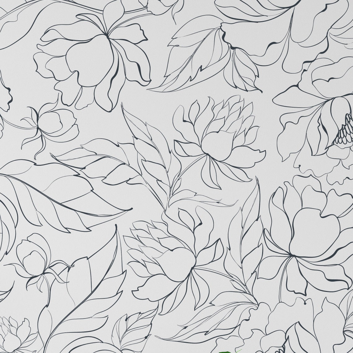 Modern Line Art Wallpaper. 2020. Black and White. Modern and Etsy