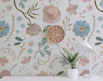 Watercolor Dreams Wallpaper. Floral 2022 Collection. Kids Wallpaper. Removable Peel and Stick and Traditional Options. 50 inch. *