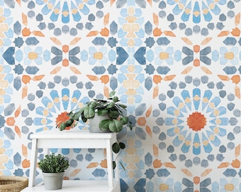 Moroccan Tile Wallpaper. 2021 Collection. Original Color. Peel and Stick. Removable. Accent Wall. Many Colors Available. Updated. 25 Inch