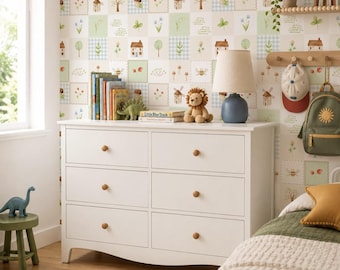 Storybook Quilt Wallpaper. Peel + Stick and Traditional Options. Accent Wall. *