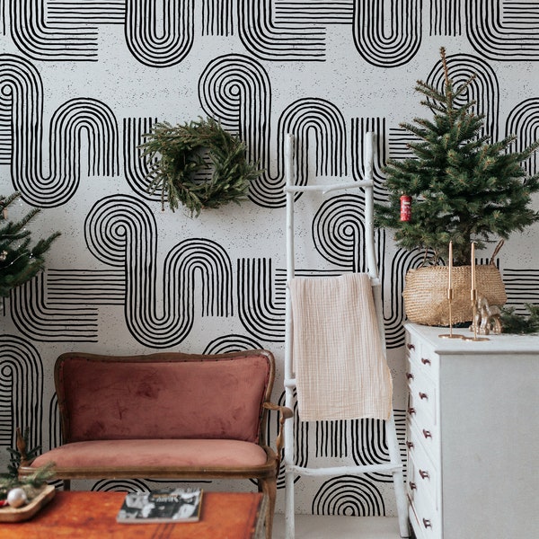 Modern Abstract Wallpaper. 2023 Collection. Watercolor. Peel and Stick. Removable. Many Colors Available. Black and White. Updated. 25 Inch