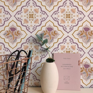 Moroccan Floral Tile Wallpaper. Peel + Stick and Traditional Options. Accent Wall. *