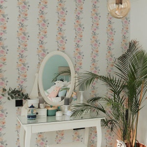 Pastel Dreams Wallpaper. Peel and Stick and Traditional Options. Removable Options. Accent Wall. Watercolor. Bedroom Wallpaper. Floral.