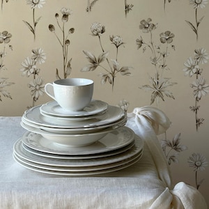 Herbal Etchings Wallpaper. Removable Peel and Stick Wallpaper and Traditional Wallpaper Options.