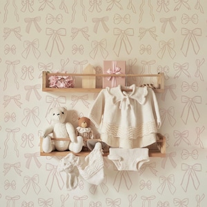 Bow & Belle Wallpaper. Removable Peel and Stick Wallpaper and Traditional Wallpaper Options. Kids Wallpaper.